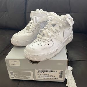 White Nike Air Force 1 Mid (kid size 4.5Y/36.5/US women 6)